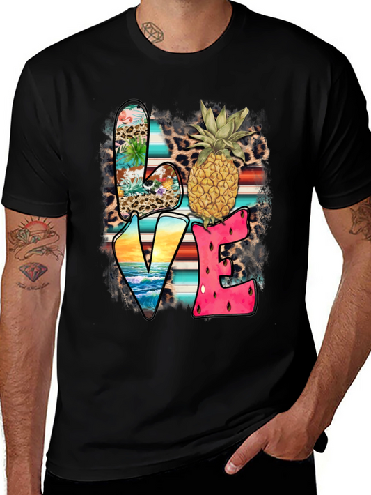 Tropical LOVE Graphic Tee - Pineapple Print