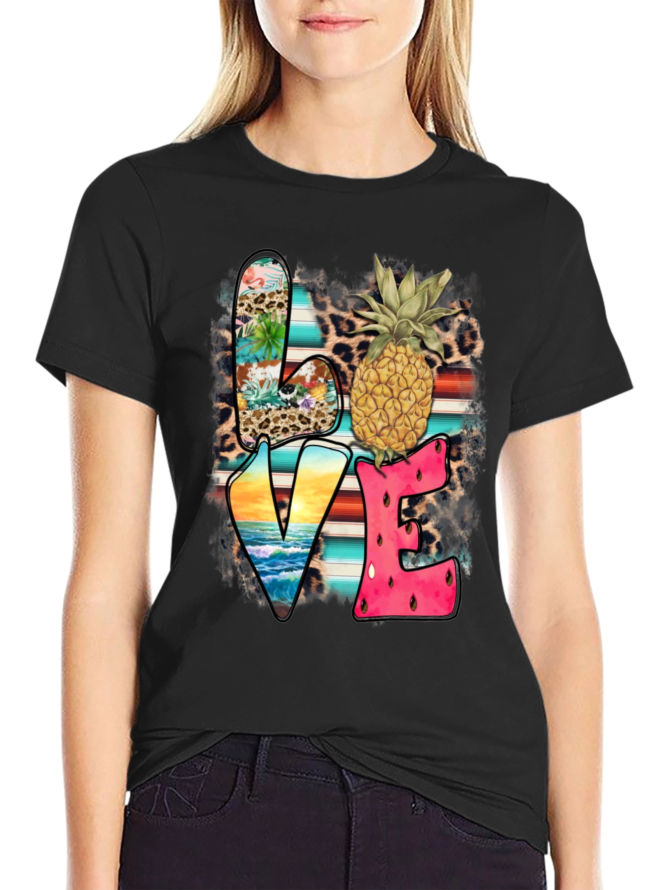 Tropical LOVE Graphic Tee - Pineapple Print
