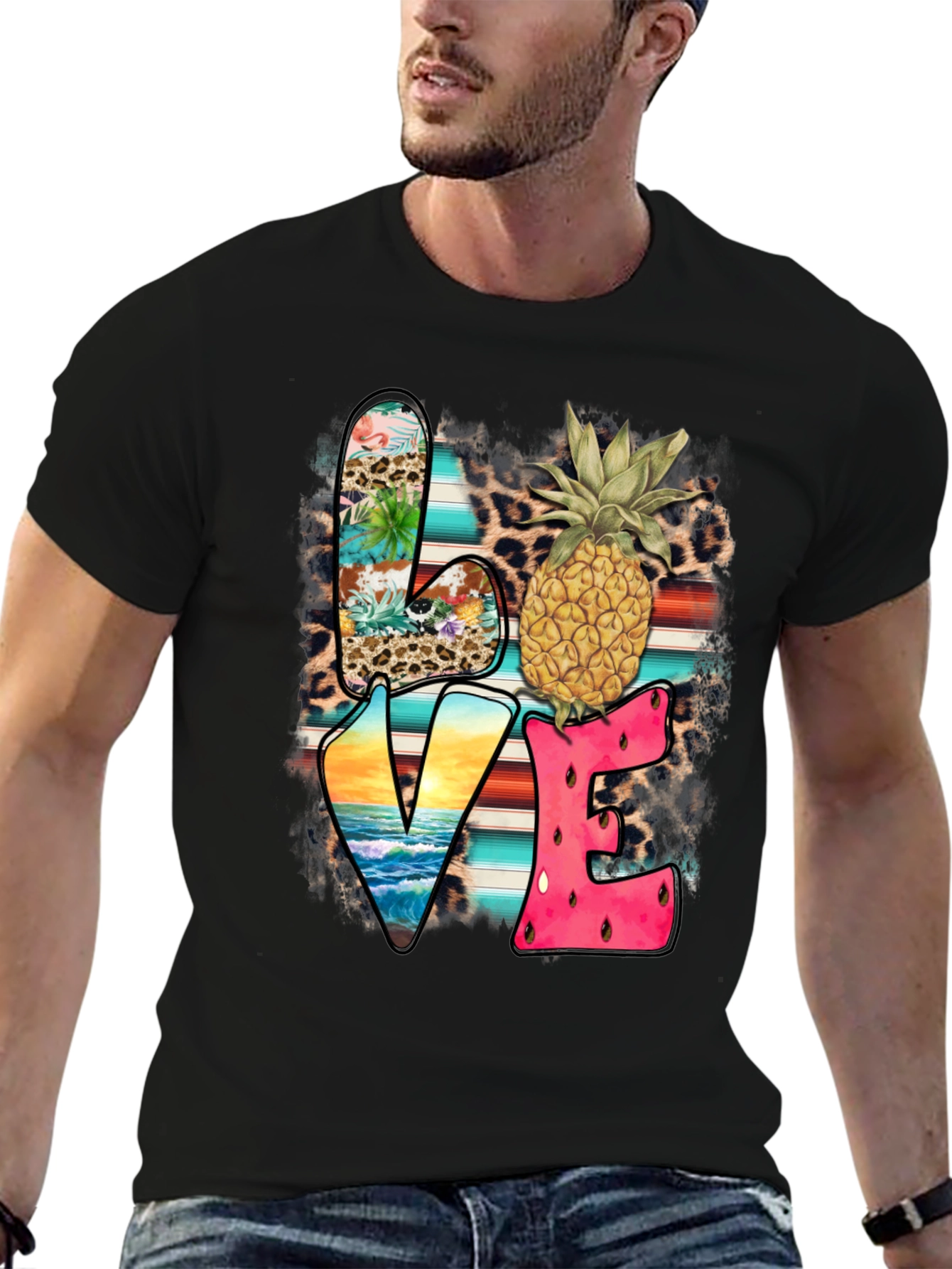 Tropical LOVE Graphic Tee - Pineapple Print