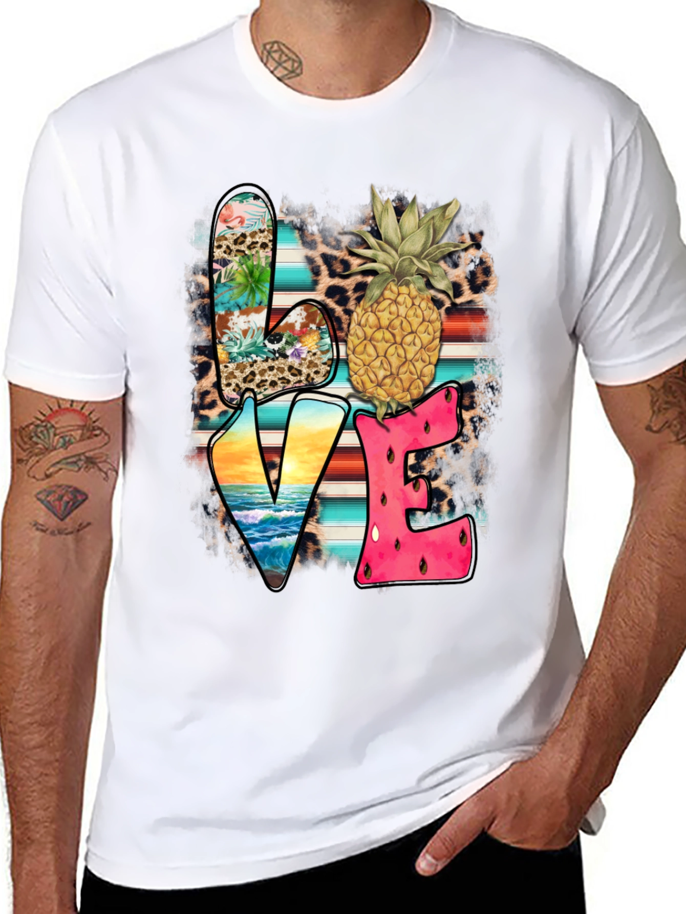 Tropical LOVE Graphic Tee - Pineapple Print