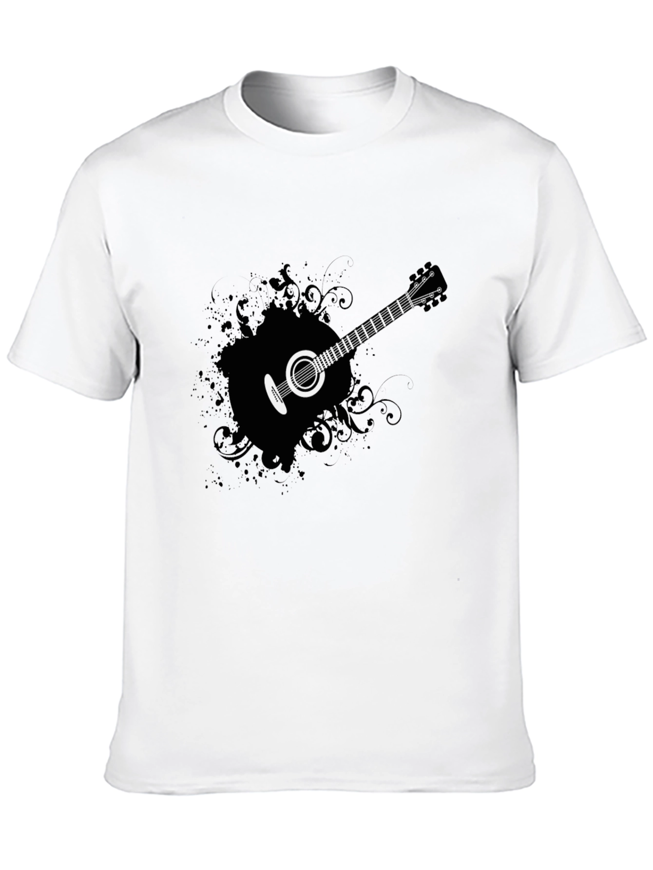 Guitar Graphic Tee - Mens Black Cotton T-Shirt