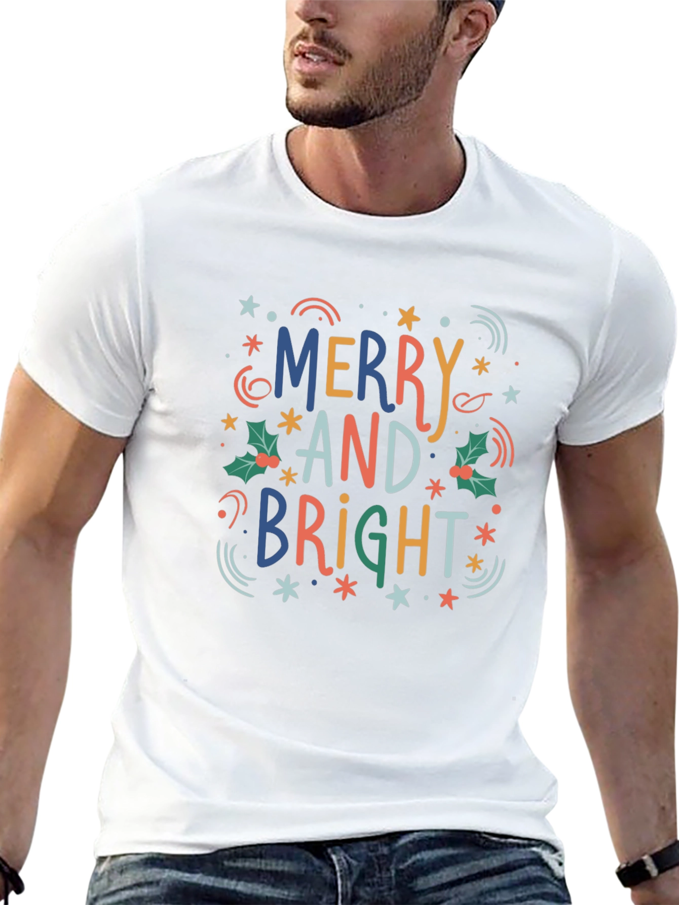 Merry and Bright Holiday Graphic Tee