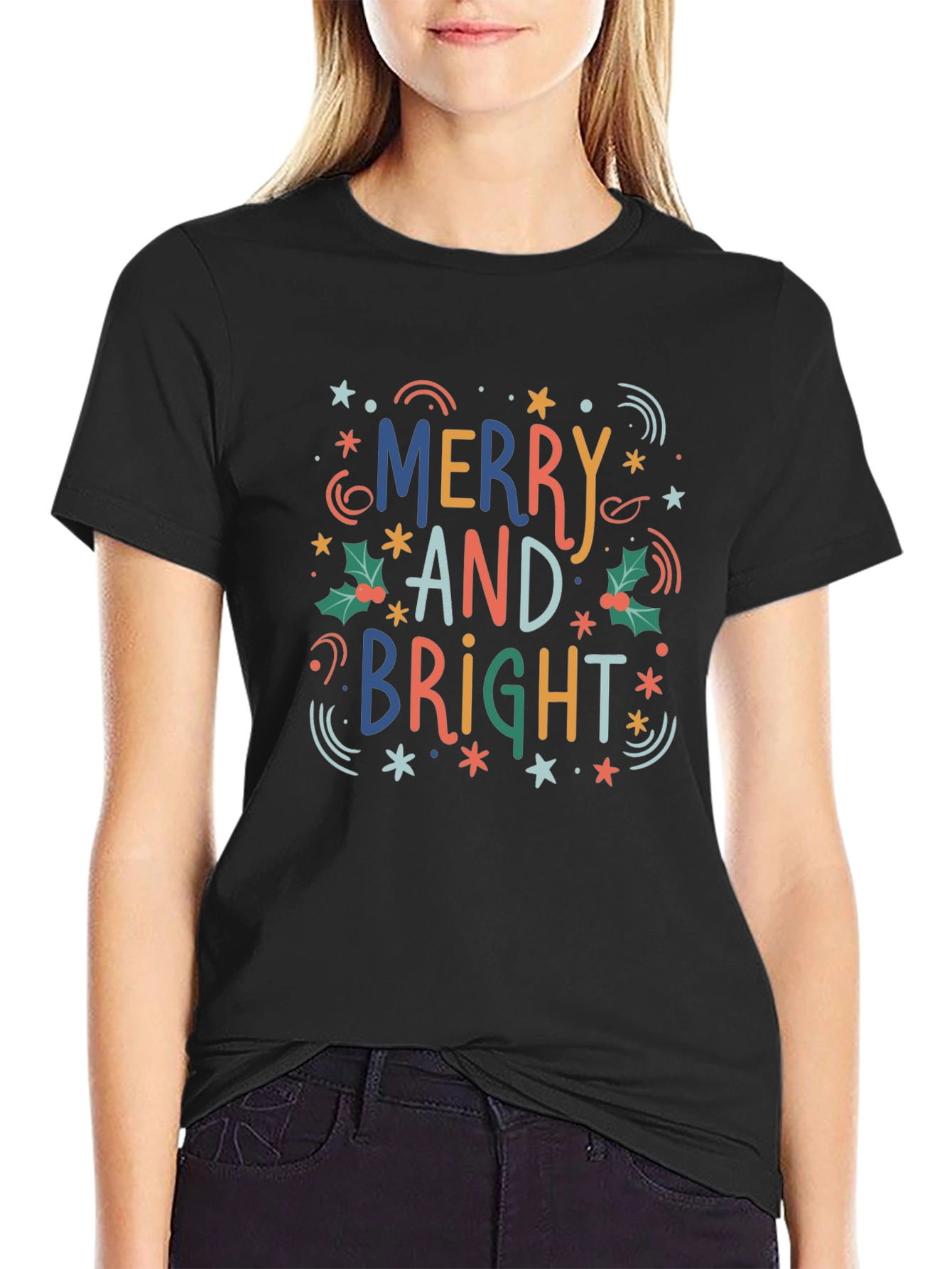 Merry and Bright Holiday Graphic Tee
