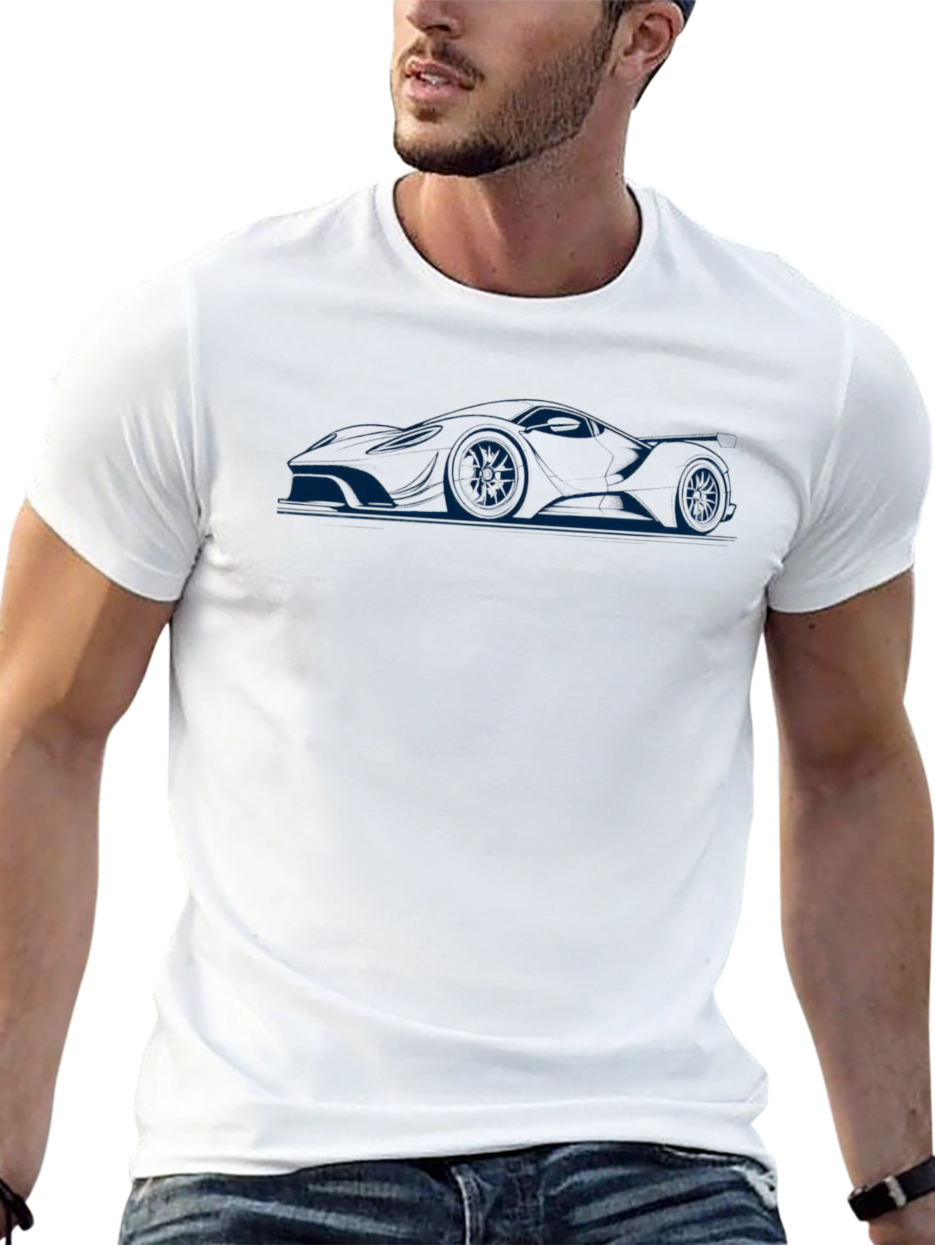 Sleek Car Outline Graphic T-Shirt - Modern Design