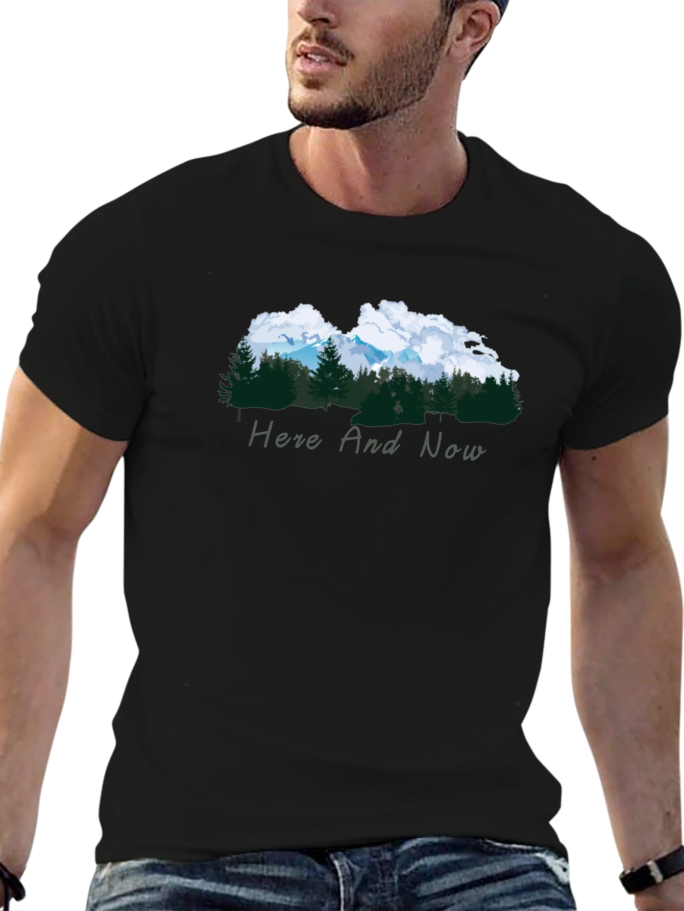 Nature Inspired Black Tee - Here and Now