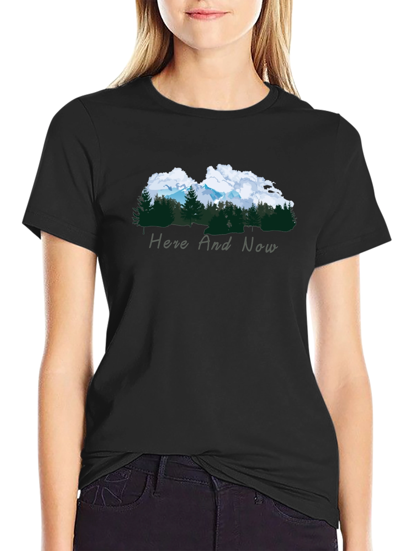 Nature Inspired Black Tee - Here and Now
