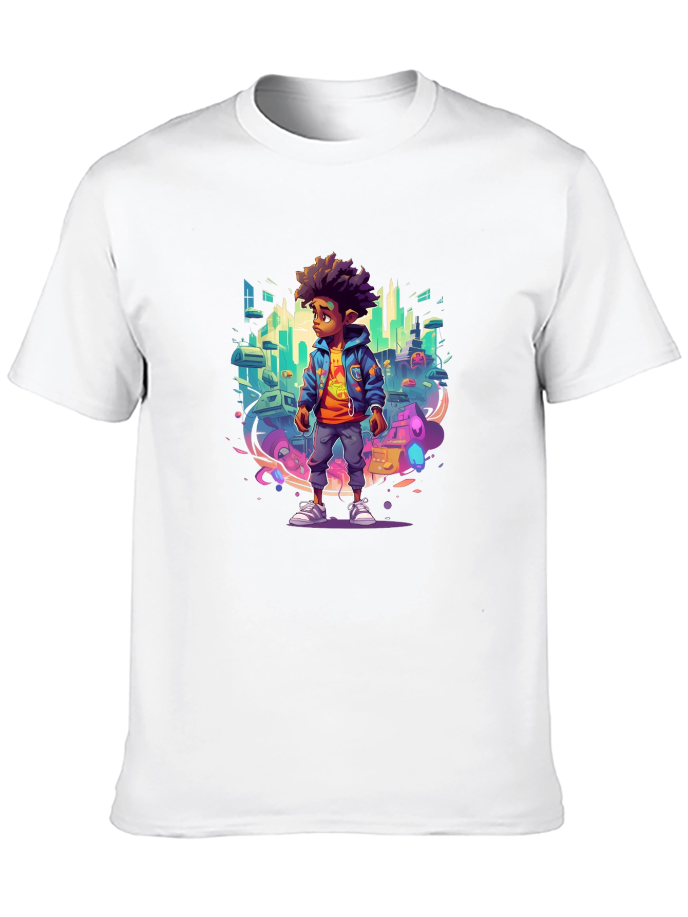 Graphic Tee - Afro Kid in Cityscape
