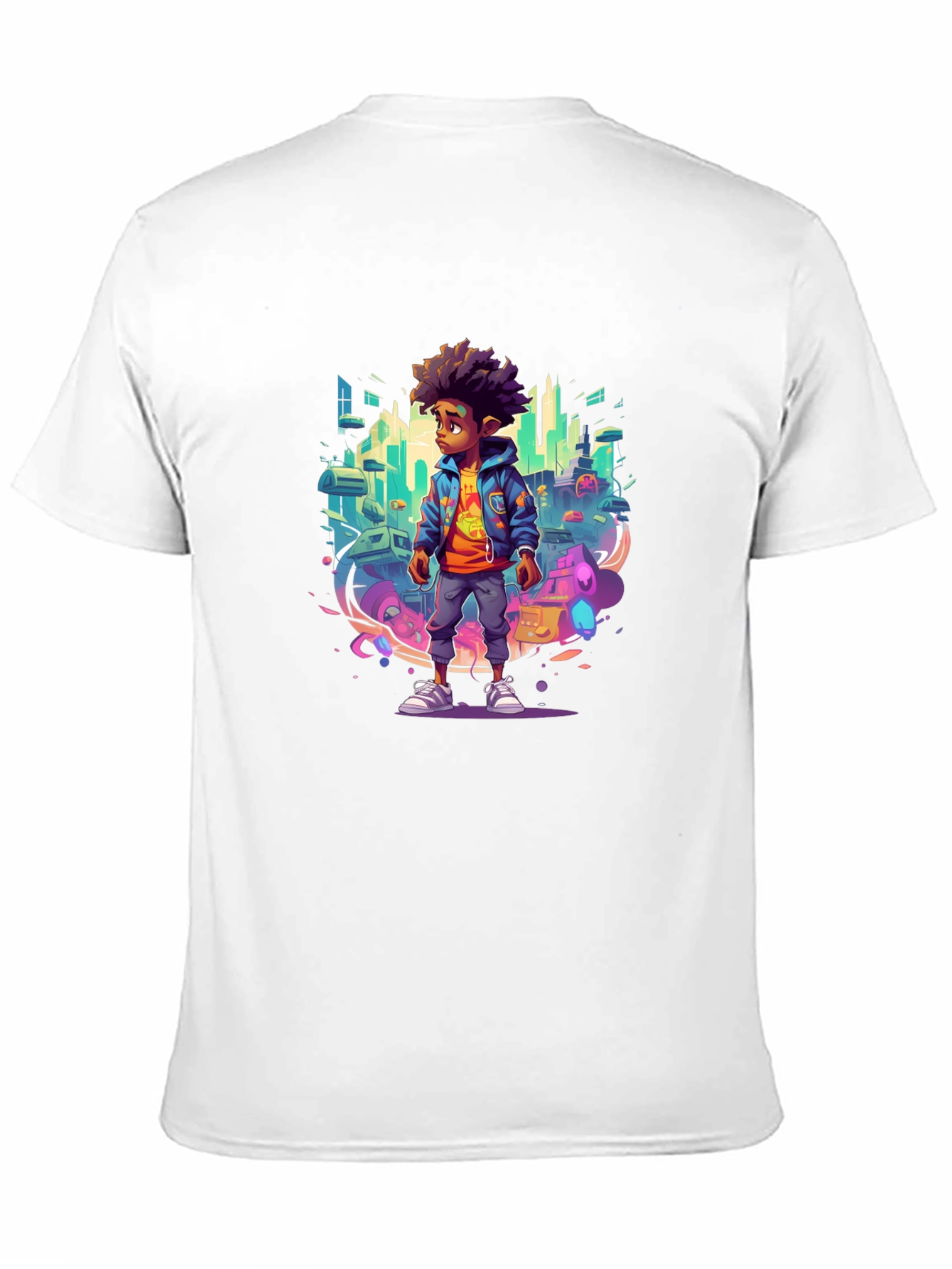 Graphic Tee - Afro Kid in Cityscape
