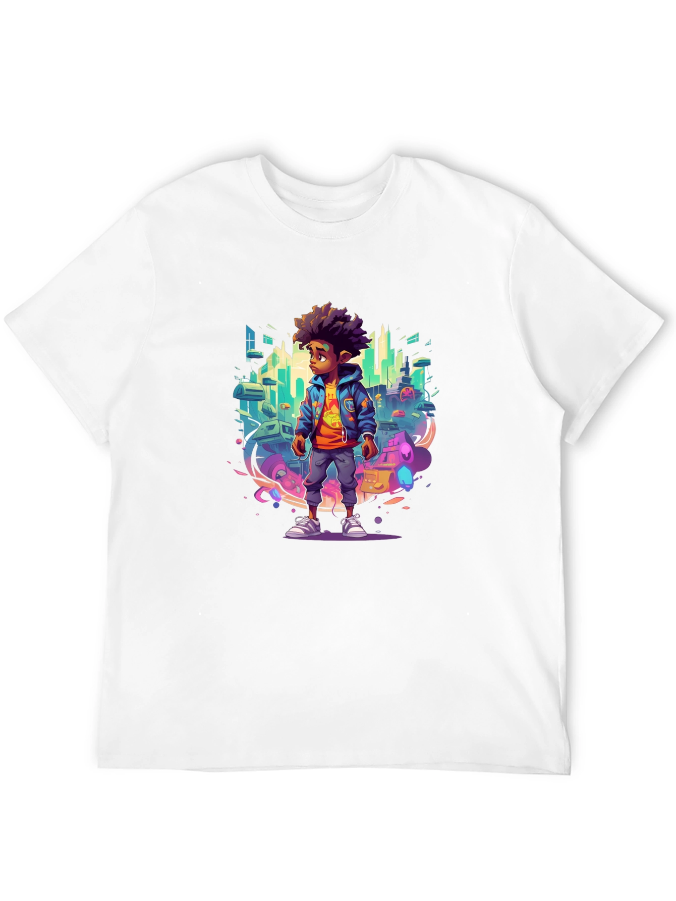 Graphic Tee - Afro Kid in Cityscape