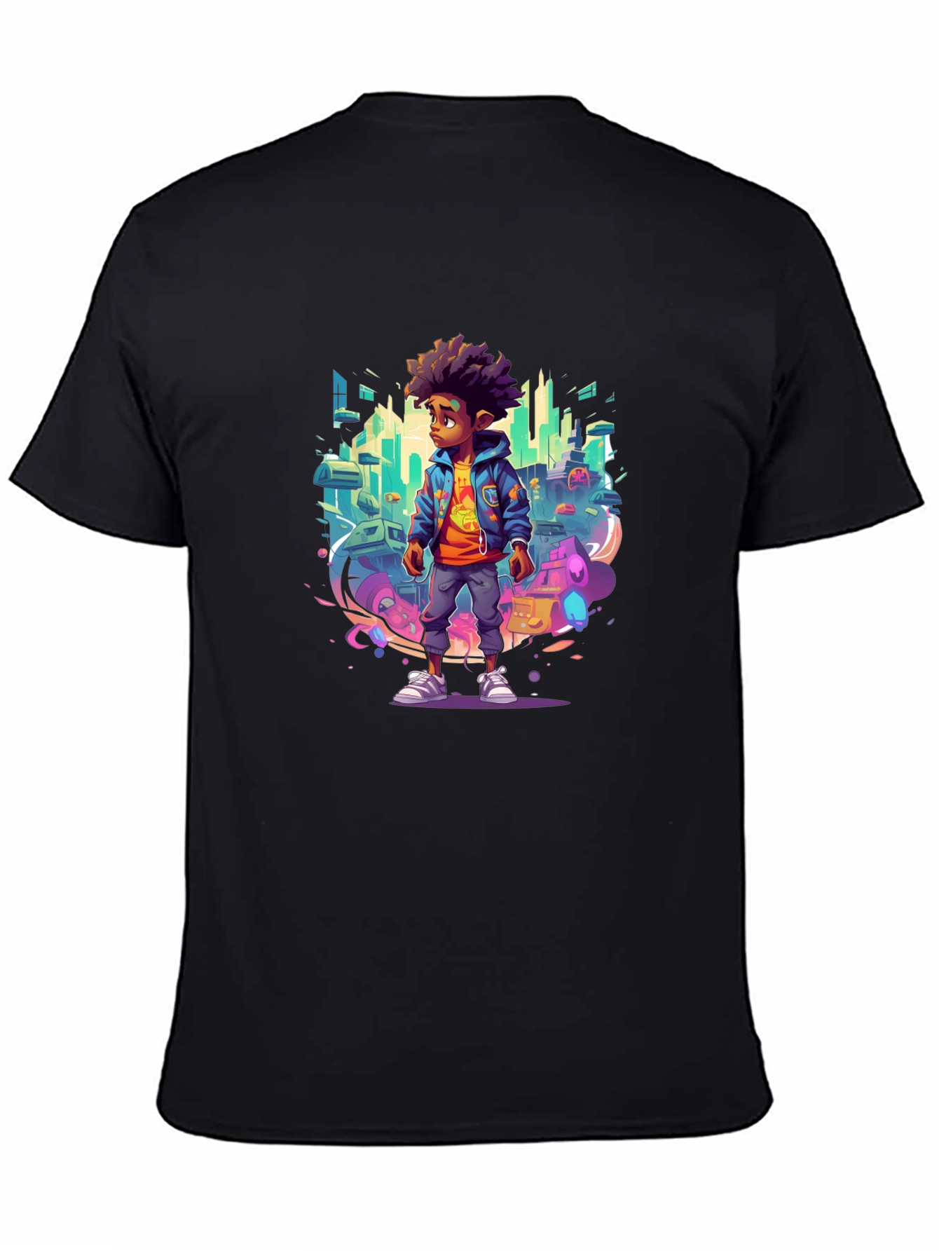 Graphic Tee - Afro Kid in Cityscape