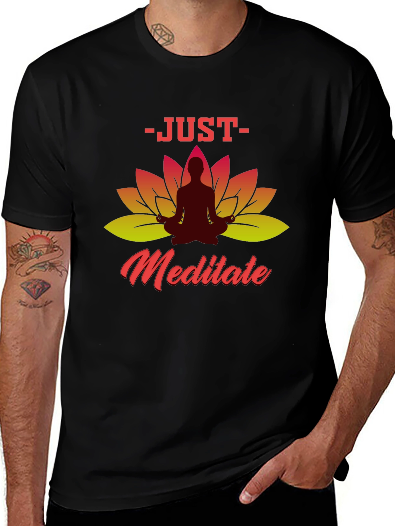 Just Meditate T-Shirt - Yoga Lotus Design