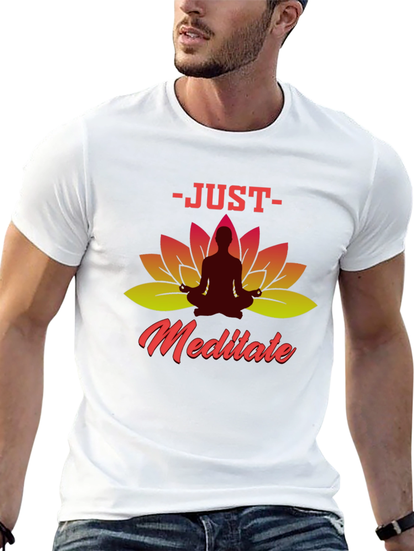 Just Meditate T-Shirt - Yoga Lotus Design