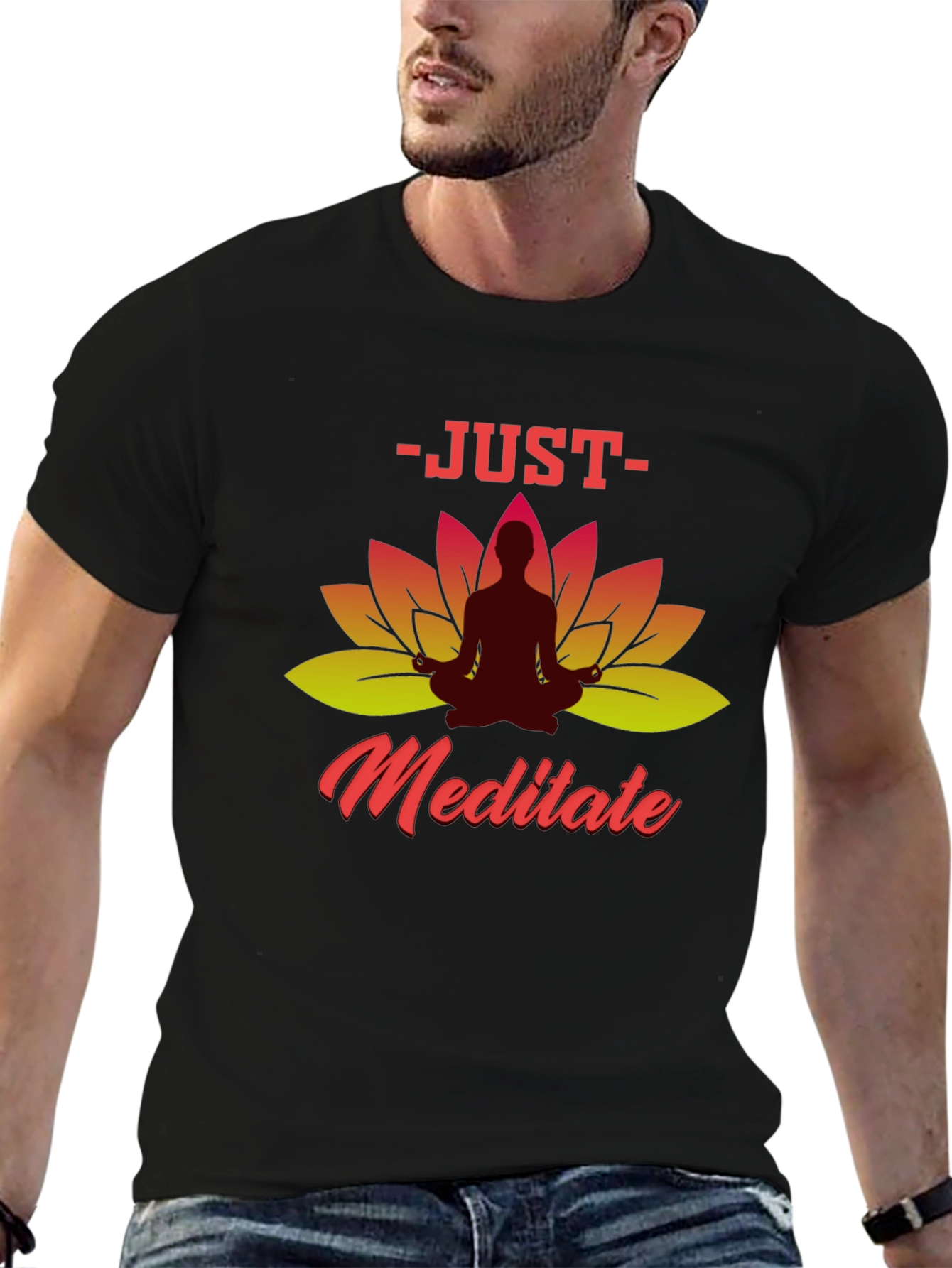 Just Meditate T-Shirt - Yoga Lotus Design