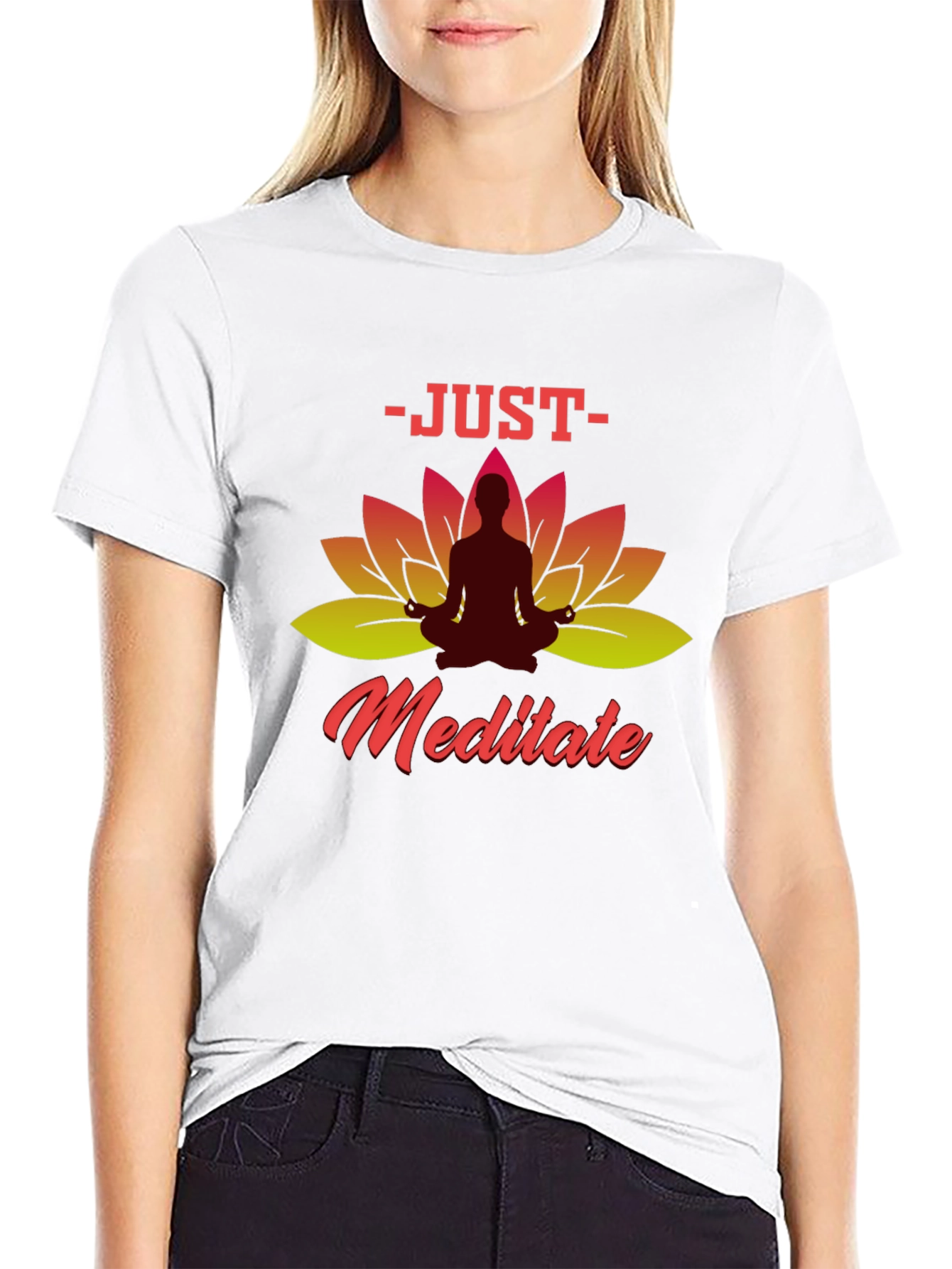 Just Meditate T-Shirt - Yoga Lotus Design