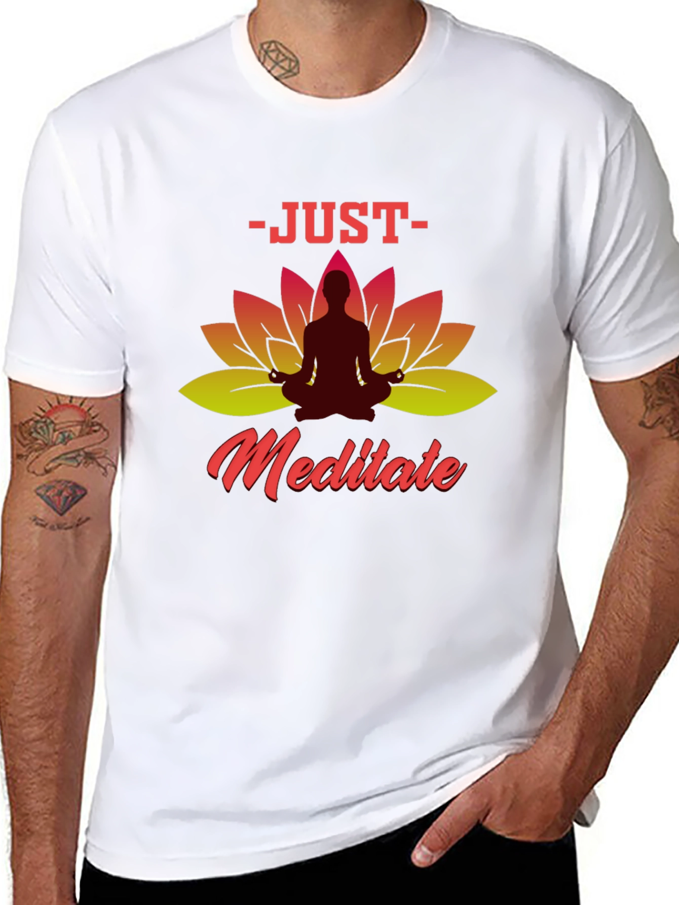 Just Meditate T-Shirt - Yoga Lotus Design