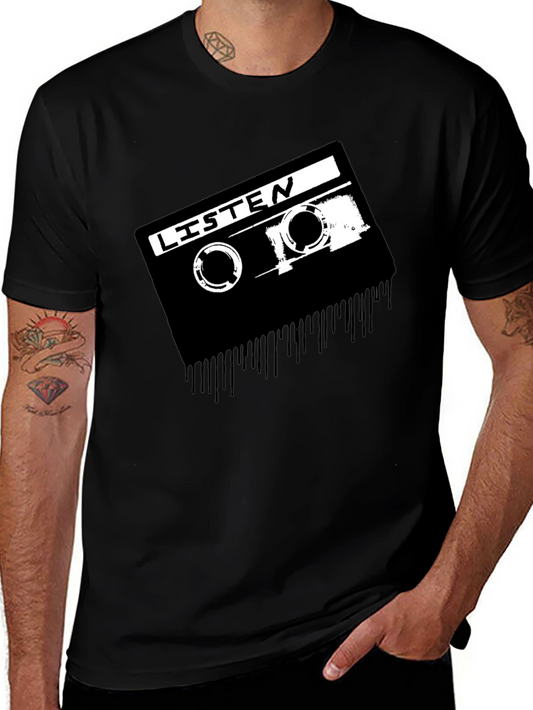 Retro Cassette Tape Listen Graphic T-Shirt