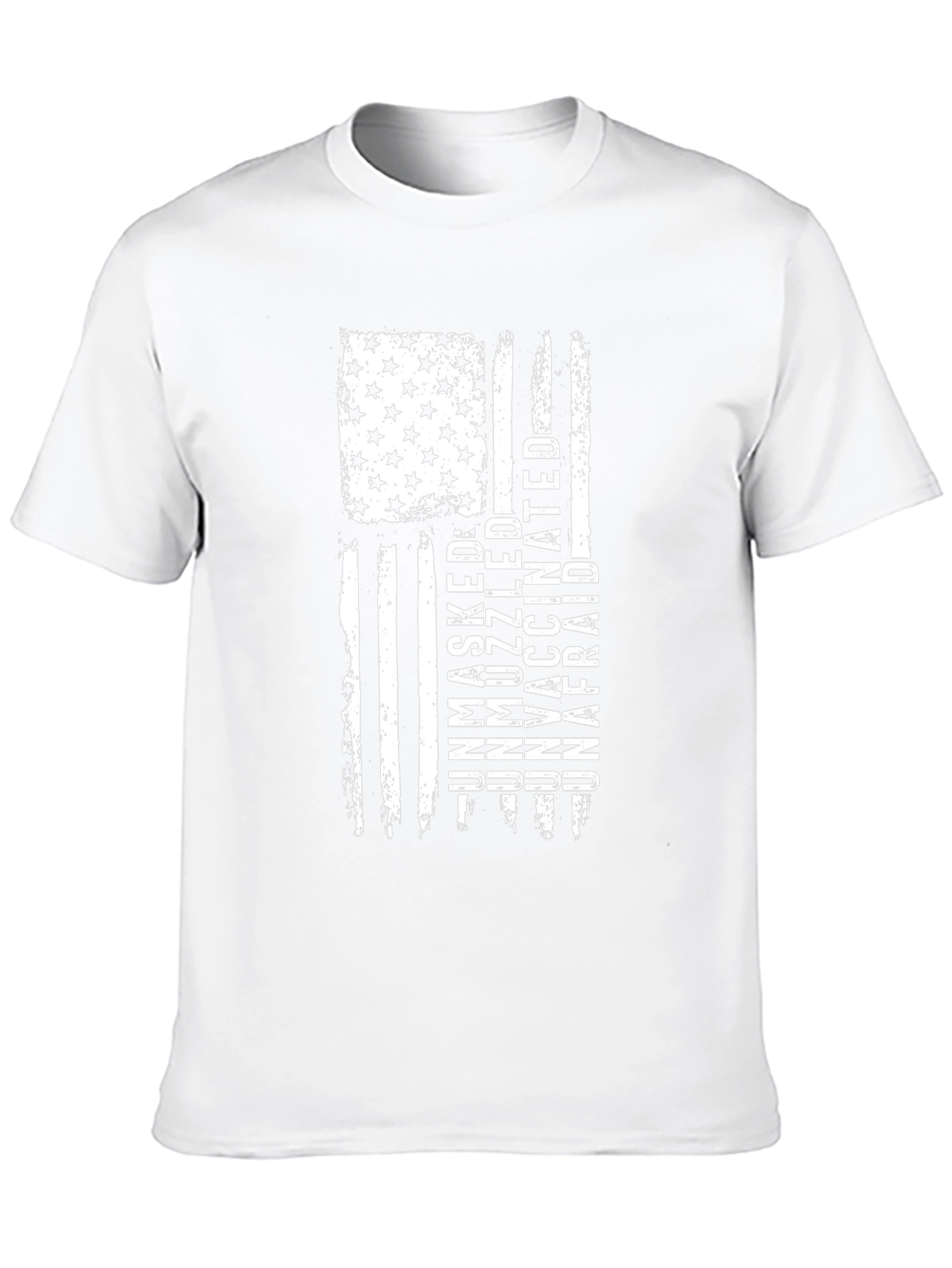Unmasked Unmuzzled Unvaccinated Unafraid American Flag T-Shirt