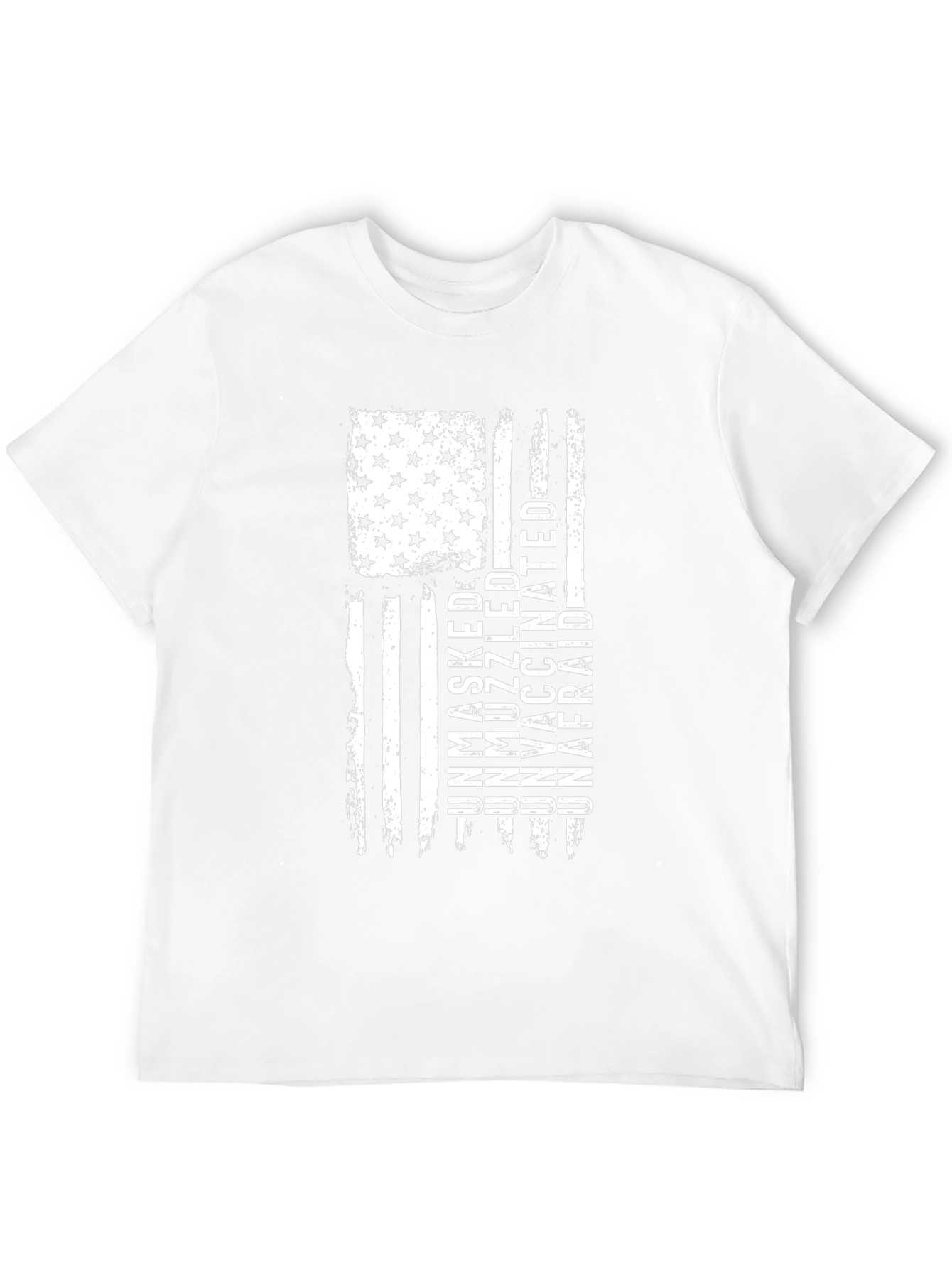 Unmasked Unmuzzled Unvaccinated Unafraid American Flag T-Shirt