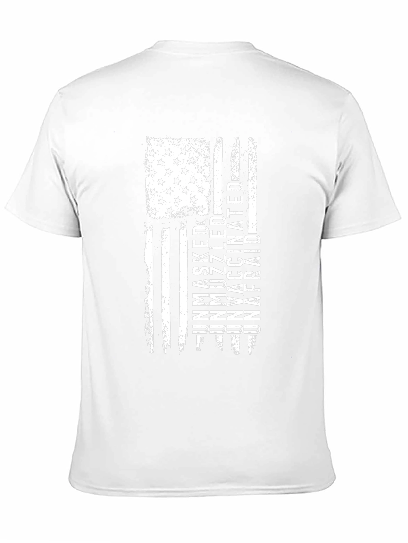 Unmasked Unmuzzled Unvaccinated Unafraid American Flag T-Shirt