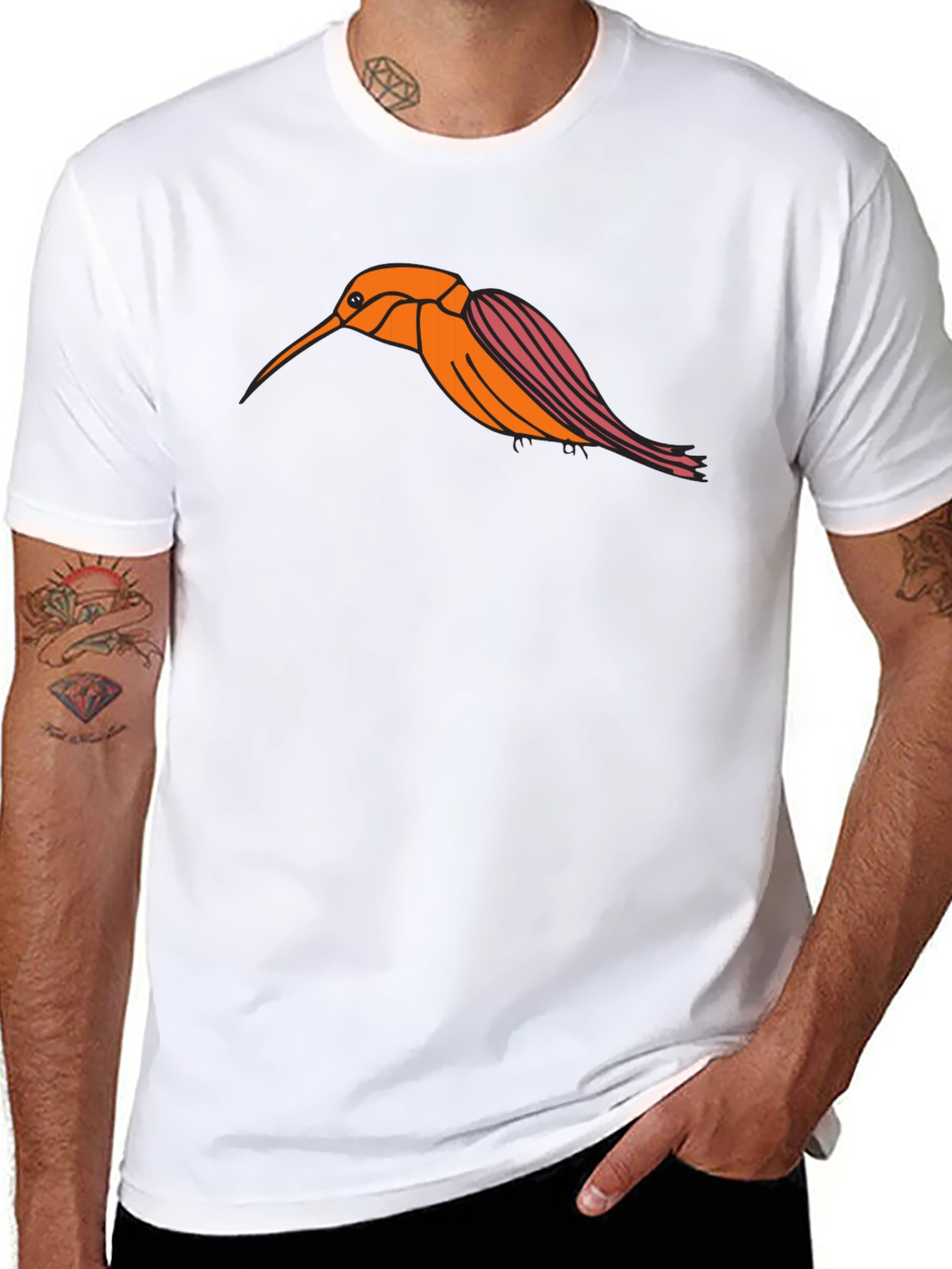 Hummingbird Graphic Tee - Stylish Black T-Shirt