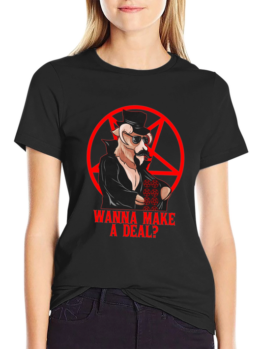 Wanna Make a Deal T-Shirt Baphomet Pentagram Graphic Tee