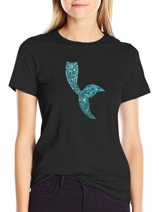 Mermaid Tail Graphic T-Shirt - Shimmering Blue Design
