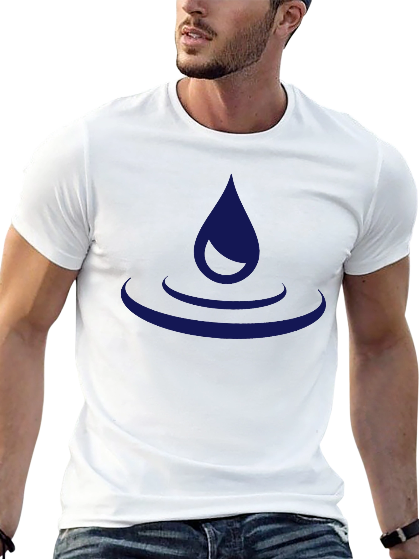 Black T-Shirt with Water Drop Design