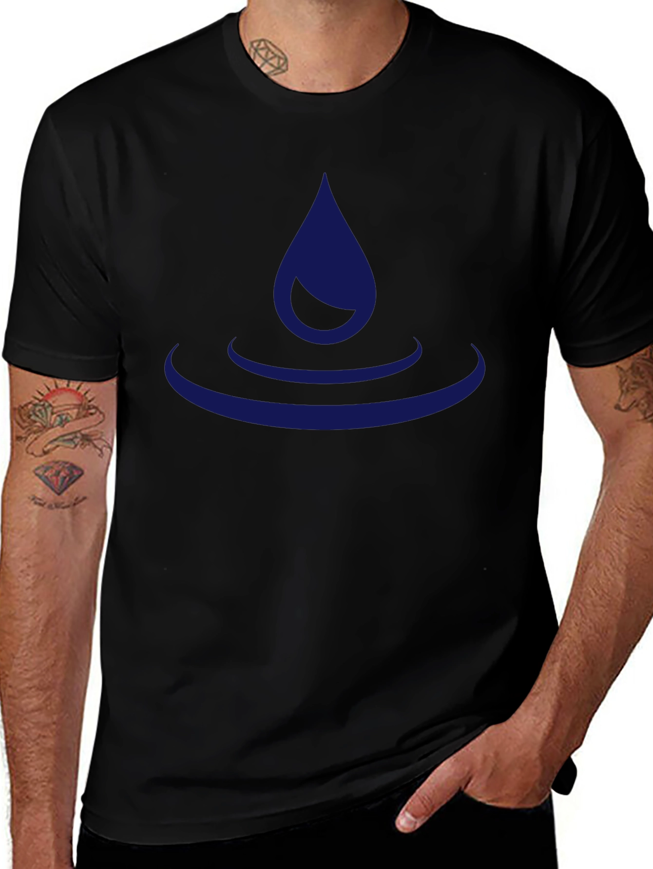 Black T-Shirt with Water Drop Design