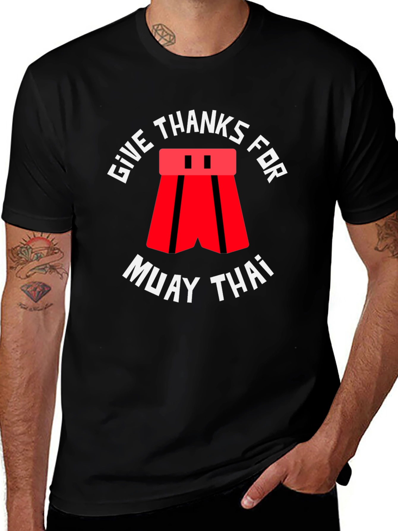 Give Thanks for Muay Thai Black T-Shirt
