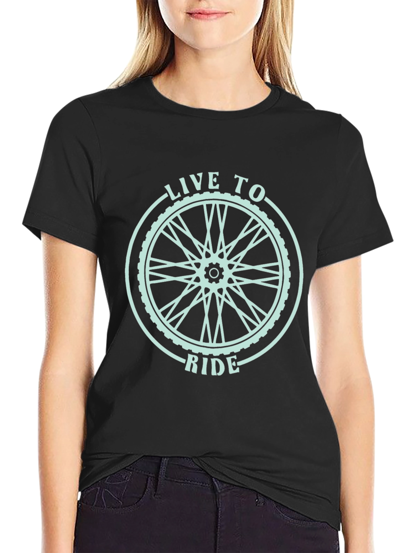 Live to Ride Bicycle Wheel Graphic T-Shirt
