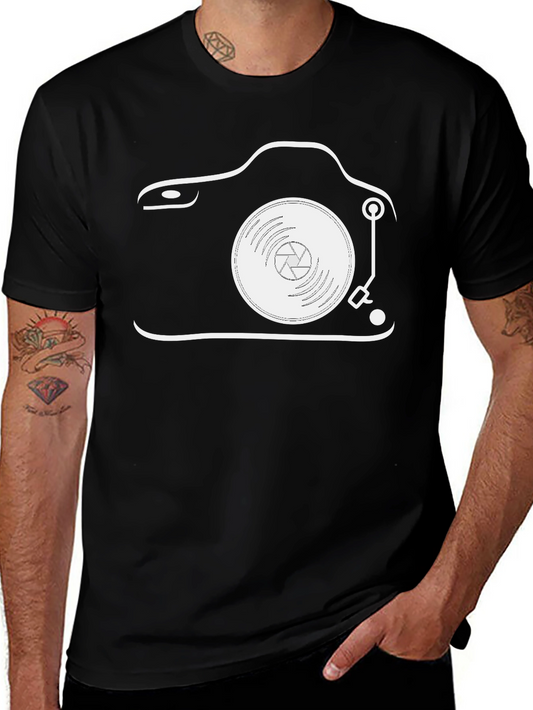 Camera Turntable Graphic Tee - Unique Music Lover Shirt