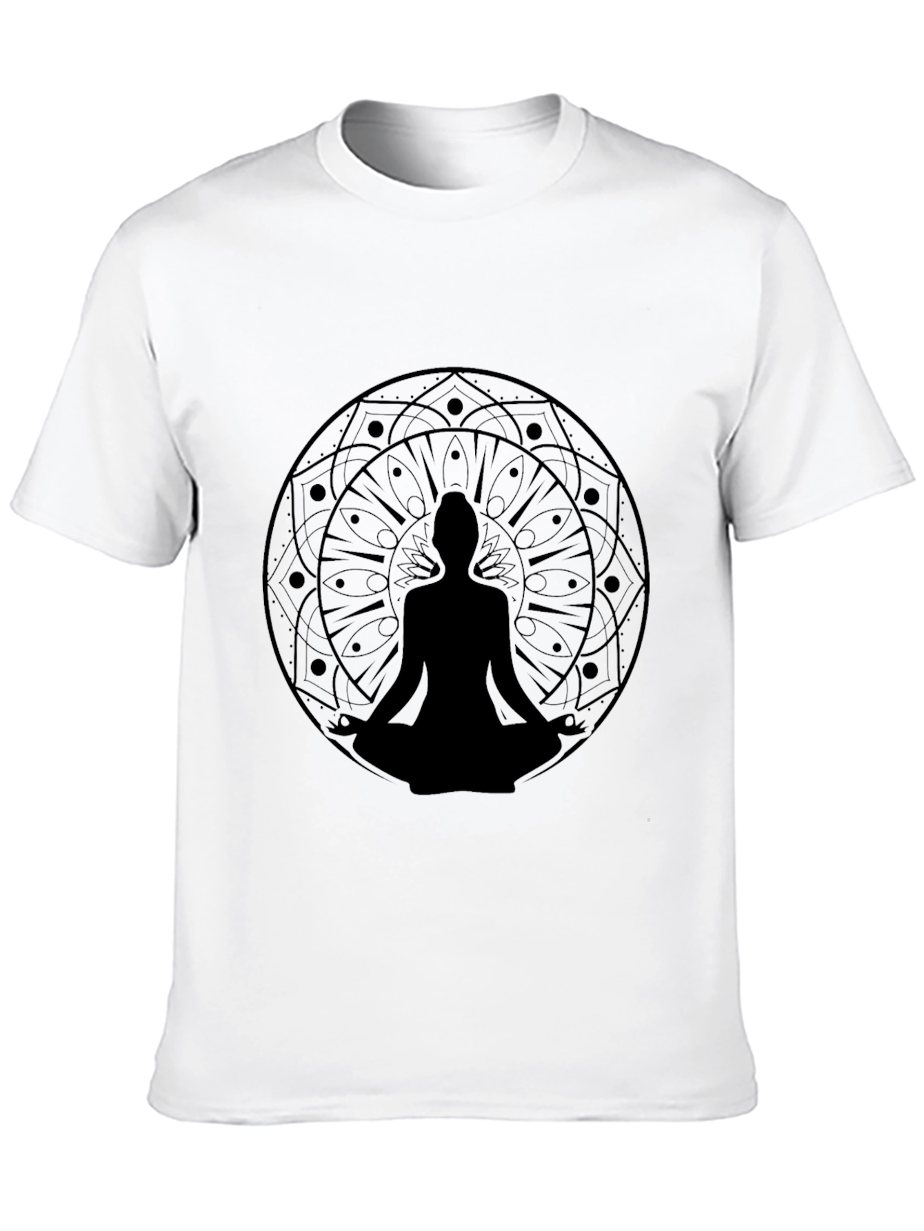 Meditative Mandala Tee - Black Yoga Inspired Graphic T-Shirt