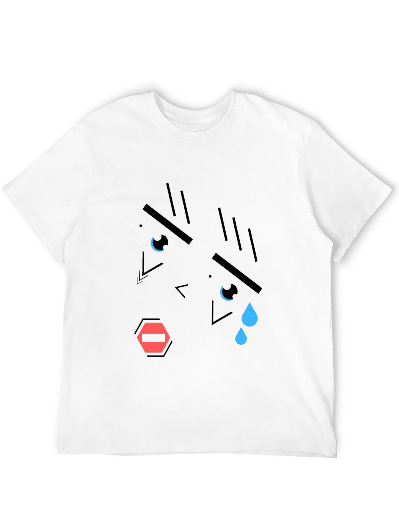 Geometric Crying Face T-Shirt - Black