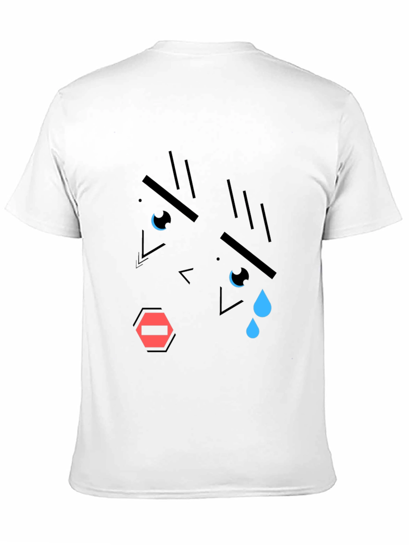 Geometric Crying Face T-Shirt - Black