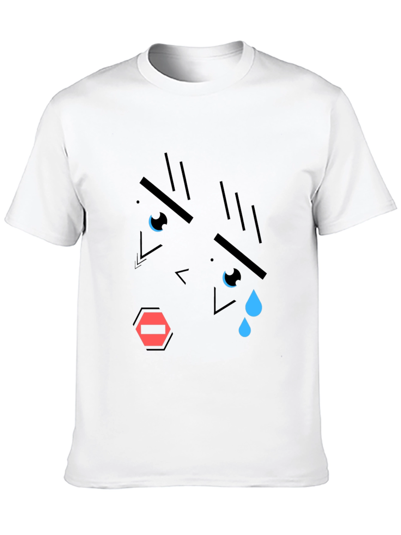 Geometric Crying Face T-Shirt - Black