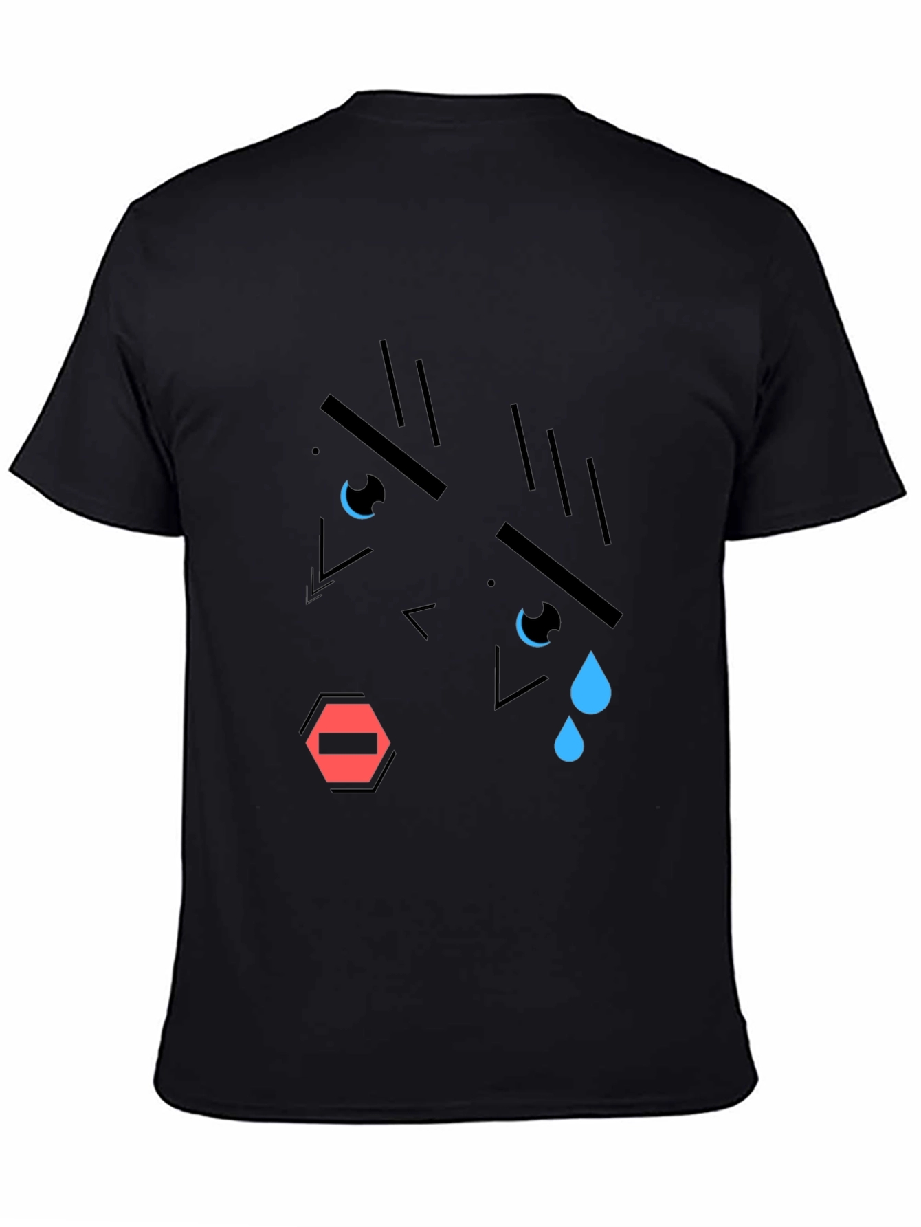 Geometric Crying Face T-Shirt - Black