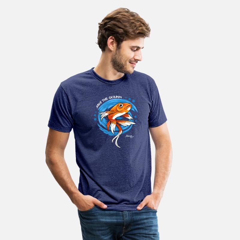 Save The Ocean Orange Fish With Blue Waves