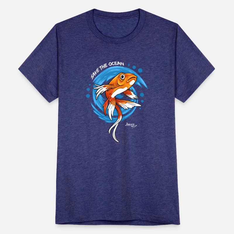 Save The Ocean Orange Fish With Blue Waves