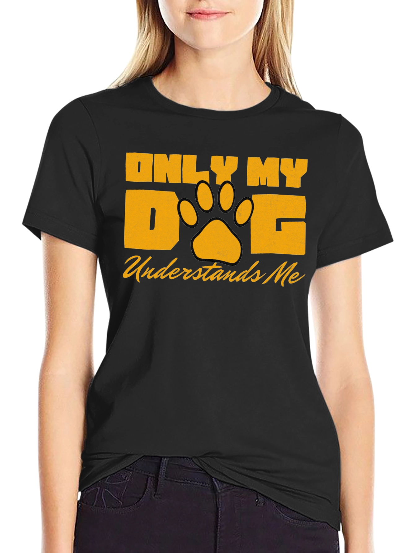 Only My Dog Understands Me Black Graphic Tee