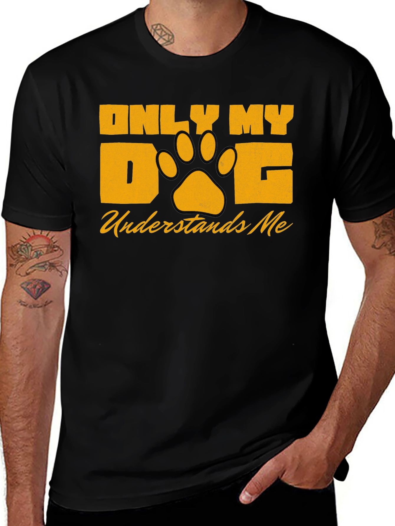 Only My Dog Understands Me Black Graphic Tee
