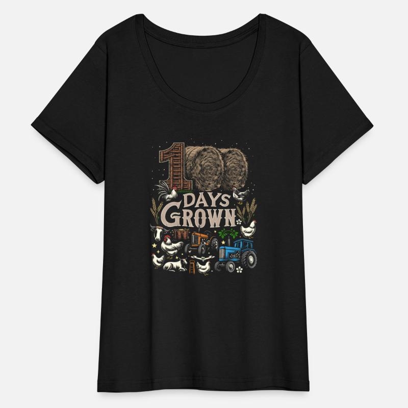 School Shirt, 100 Days Grown Hay Bales Chickens