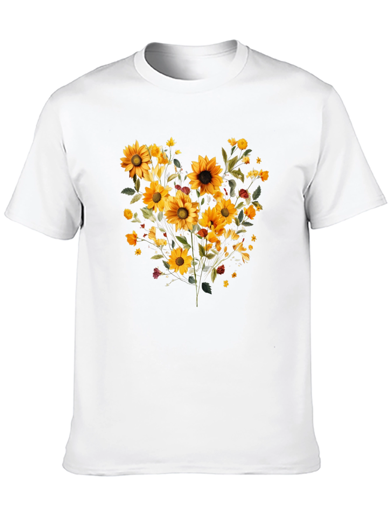Sunflower Bouquet Graphic Print Black Tee