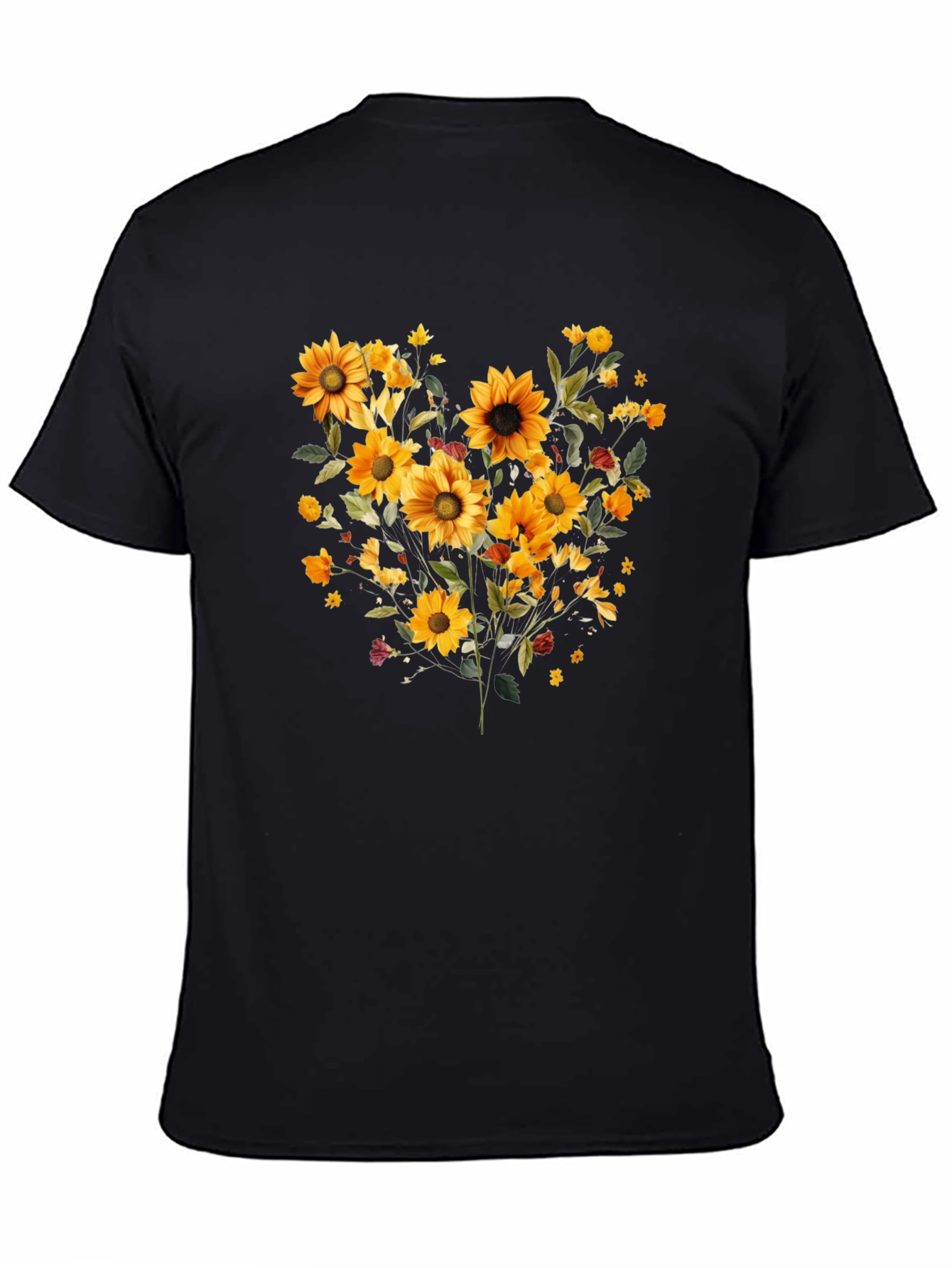 Sunflower Bouquet Graphic Print Black Tee