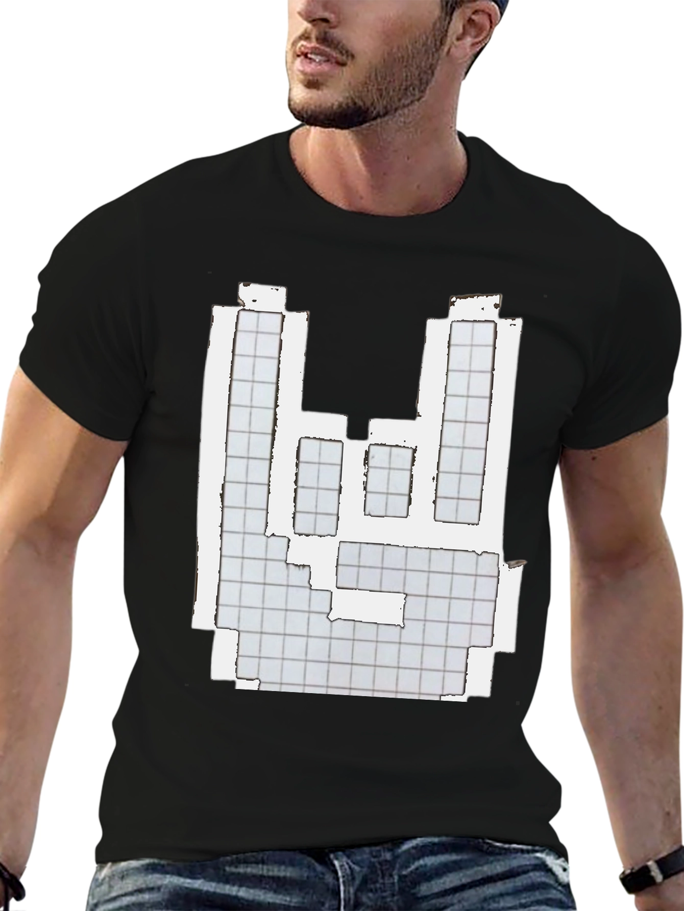 Pixelated Hand Graphic Tee - Black T-Shirt