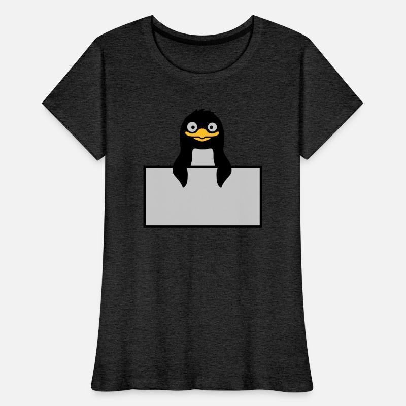 Silly penguin behind sign