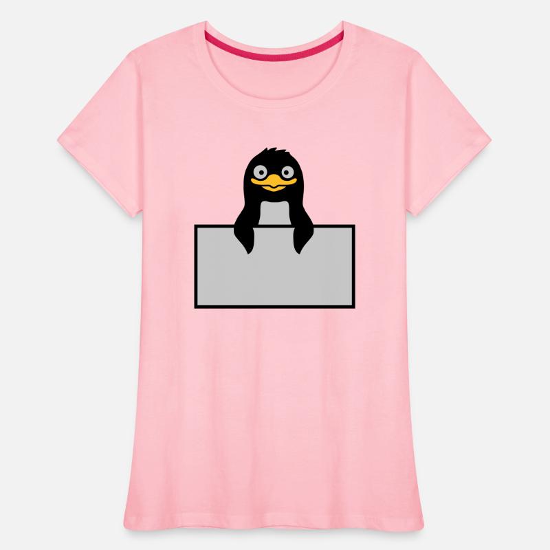 Silly penguin behind sign