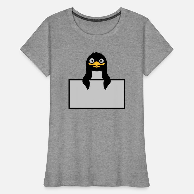 Silly penguin behind sign