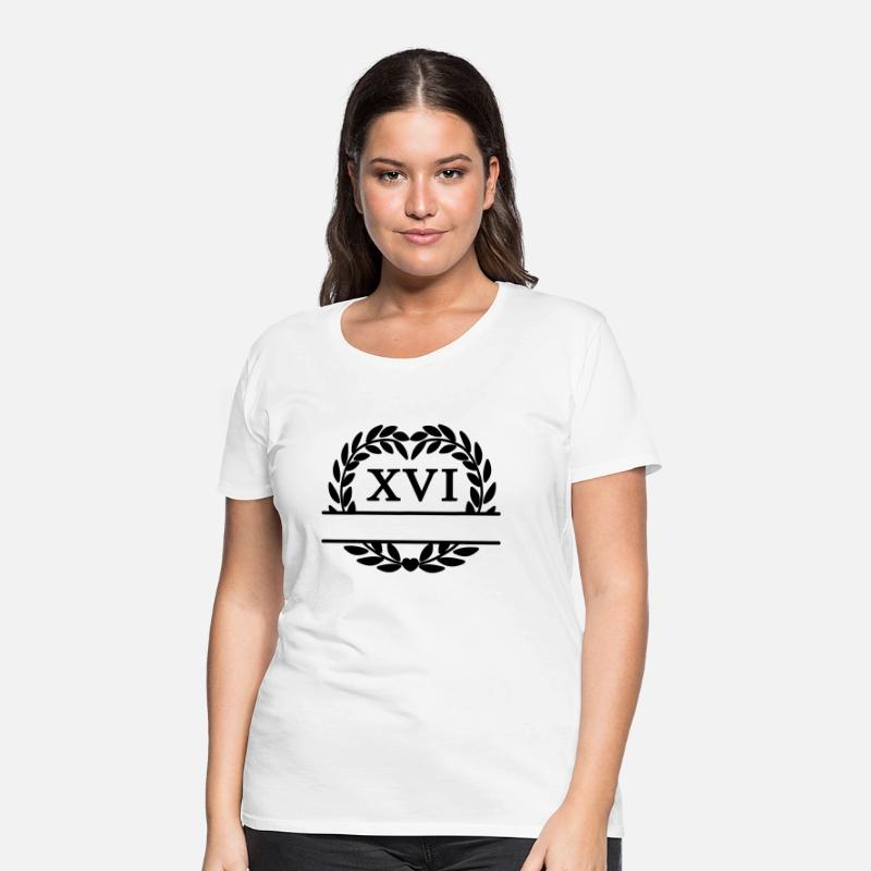 Sixteen years, laurel wreath in Latin numerals