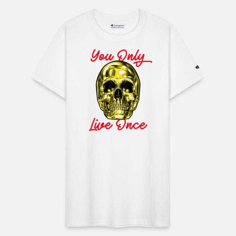 Skull You Only Live Once Y-O-L-O Gold