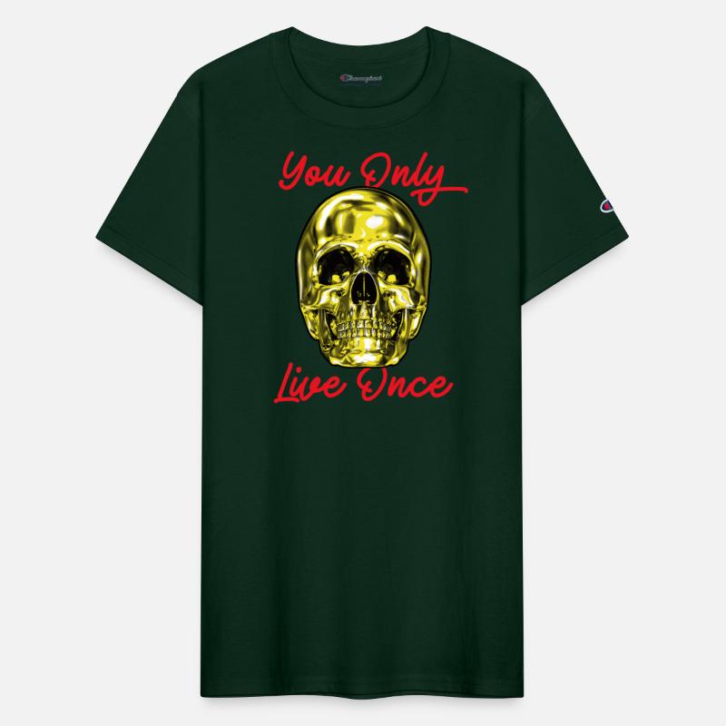 Skull You Only Live Once Y-O-L-O Gold